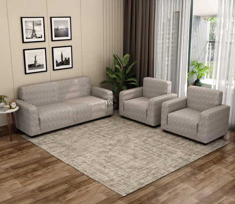 Hester Classic Textured Solid Colored Polyester Spandex 3+1+1 Sofa Cover Set (Grey)