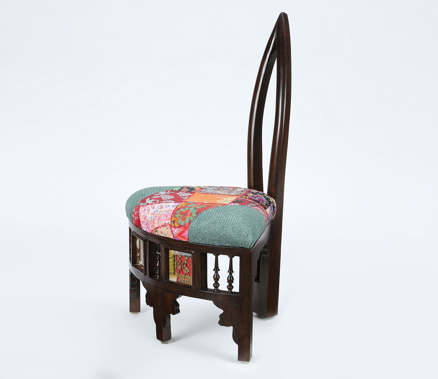 Helena-II Lobby Chair (Small) with Stylish Backrest created in Teak Wood with Walnut Finish