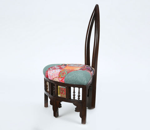 Helena-II Lobby Chair (Small) with Stylish Backrest created in Teak Wood with Walnut Finish