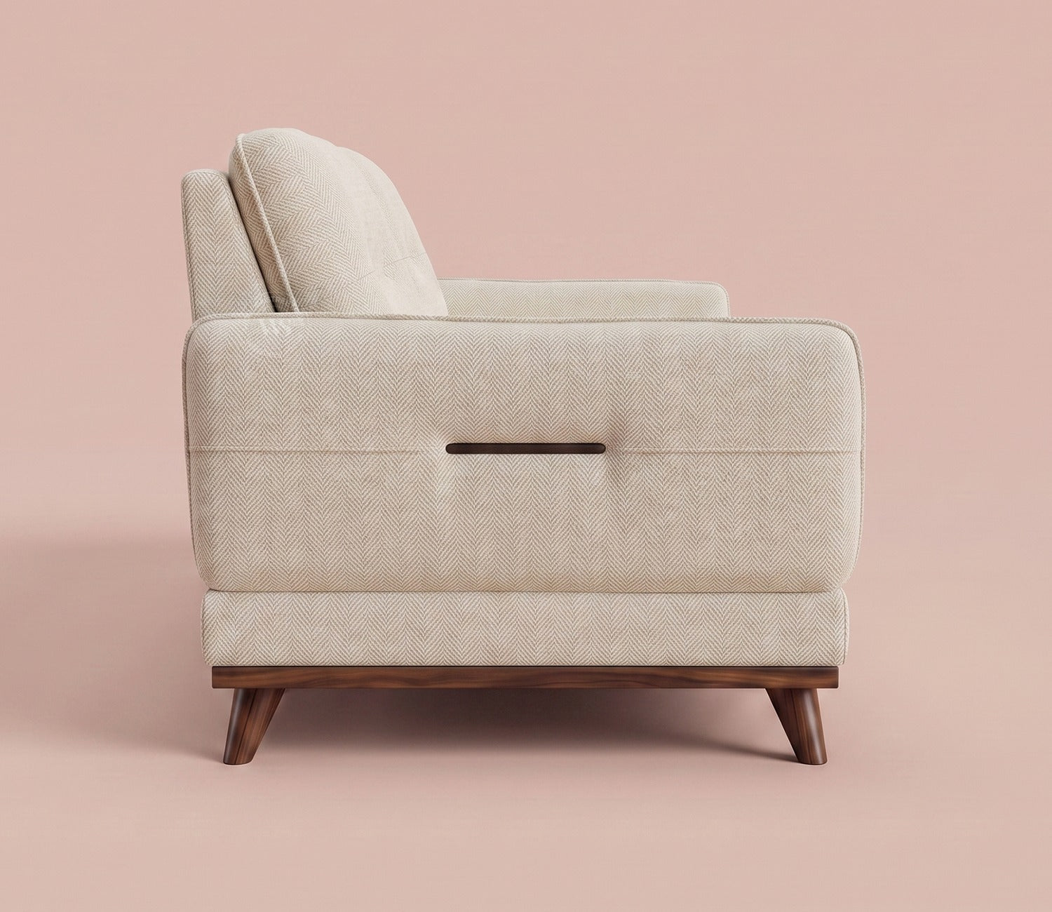 Alvaro 3 Seater Fabric Sofa with Wooden Accents (Cotton, Cottage Ivory)