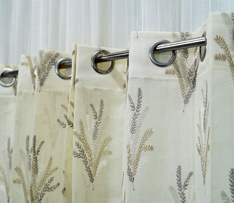 Pampa Sheer Long Door Curtains Set of 2 (Beige, 9 Feet)