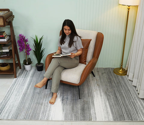 Mersey Grey Abstract Carpet (7.5 x 5 Feet)