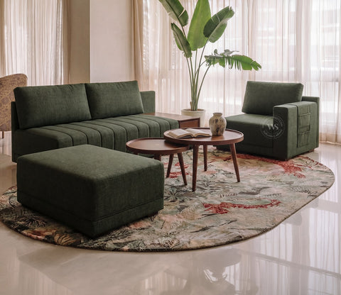 Oasis L-Shape Right Aligned Sectional Sofa (Sage Green)