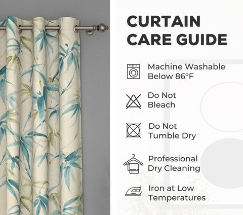 Fern 1 Piece Light-Filtering Curtain (Blue, 7 Feet)