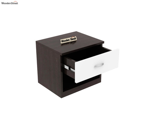 Drewno Bedside Table (Flowery Wenge-Frosty White Finish)