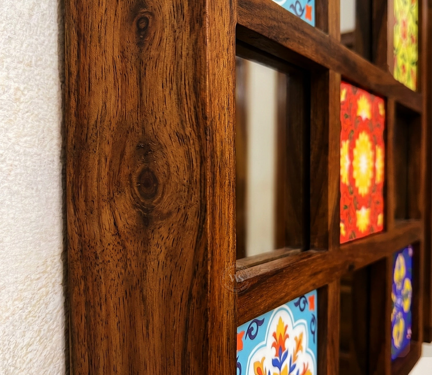 Bohemian Set of 3 Mirror with Frame (Walnut Finish)