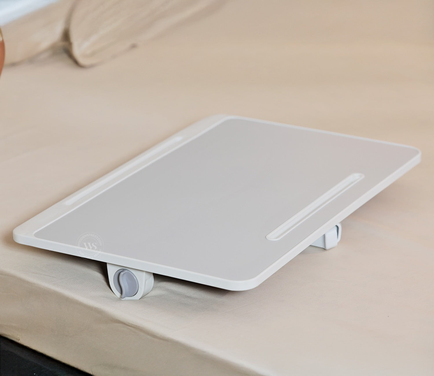 Nerdy Height Adjustable and Foldable Engineered Wood Breakfast, Study and Laptop Table (White)