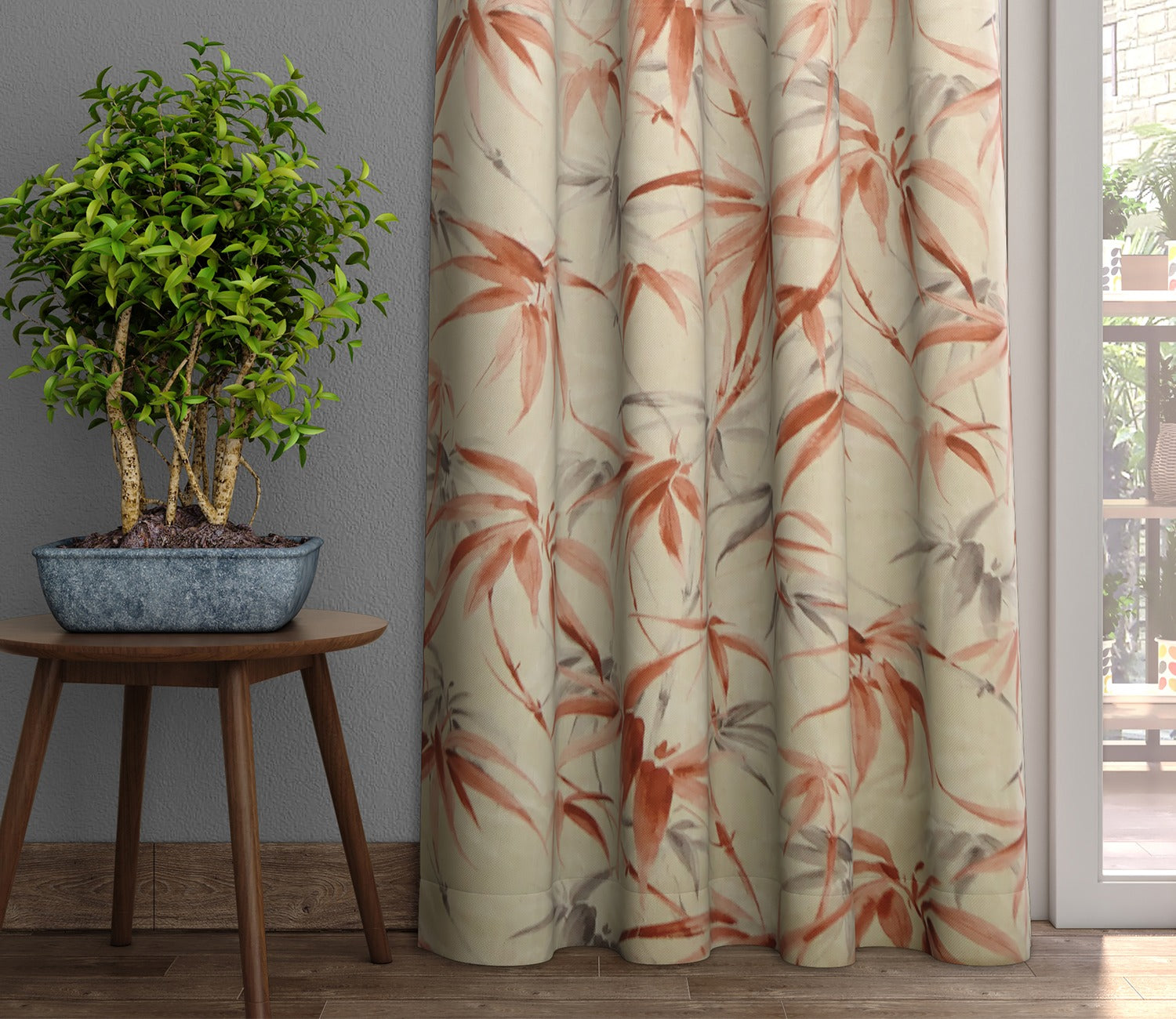 Fern 1 Piece Light-Filtering Curtain (Peach, 7 Feet)