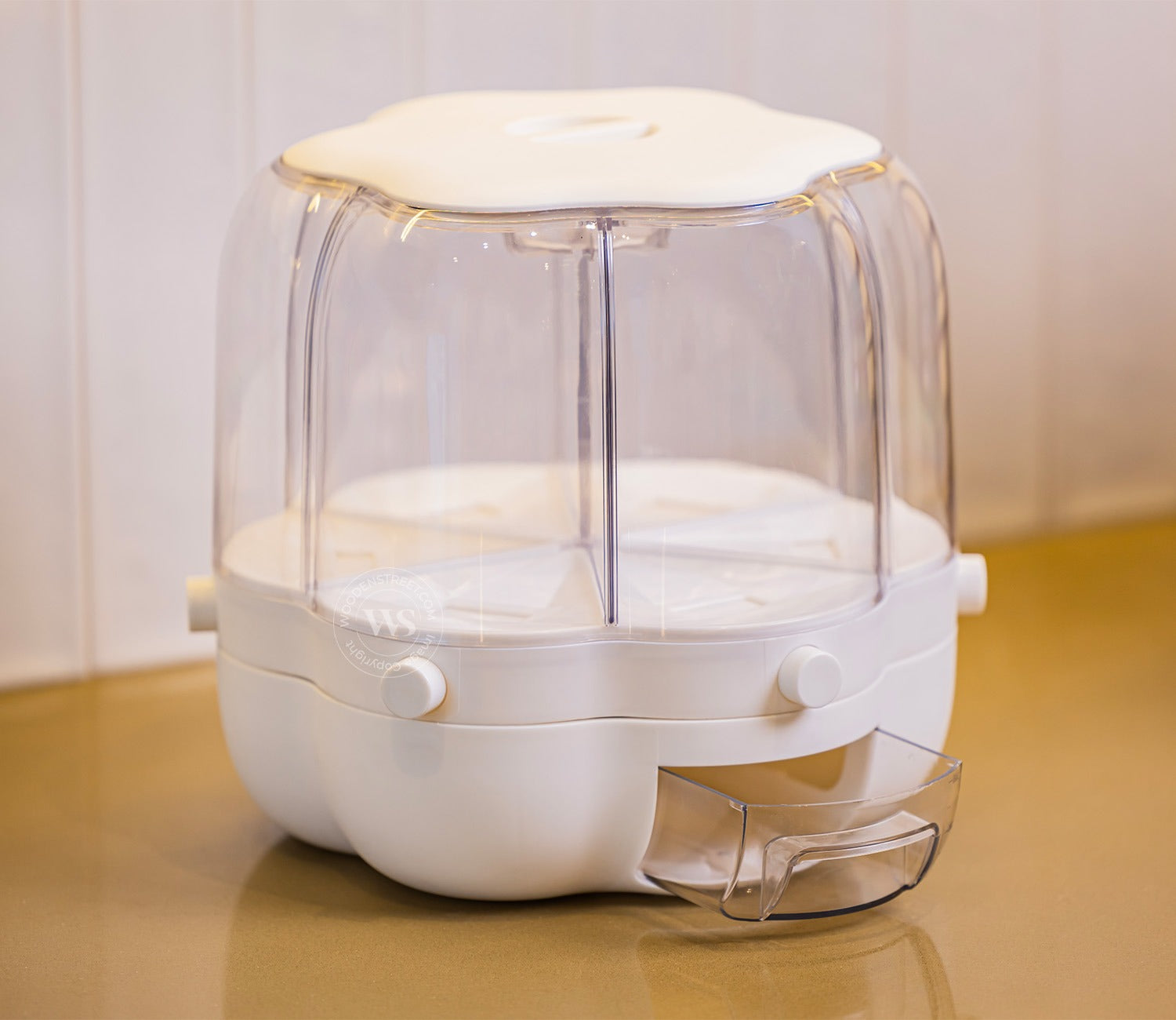 Grainery 6- Compartment All-In-One Rotating Grain Dispenser (White, Small)