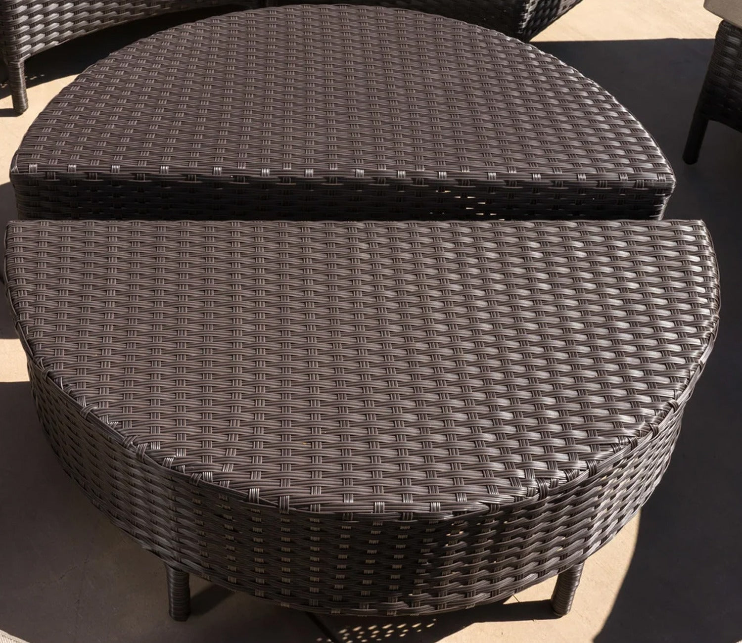 Dark Brown Rattan And Wicker 8 Seater Patio Set With Table And Cream Cushions