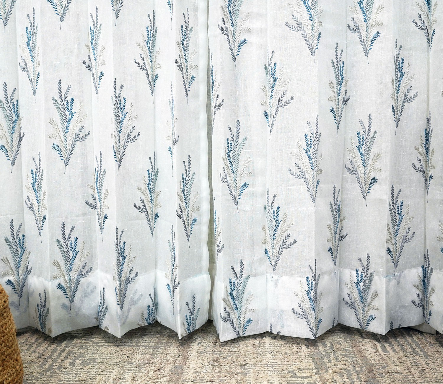 Pampa Door 1 Piece Sheer Curtain (Blue, 7 Feet)