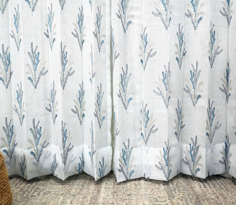 Pampa Door 1 Piece Sheer Curtain (Blue, 7 Feet)