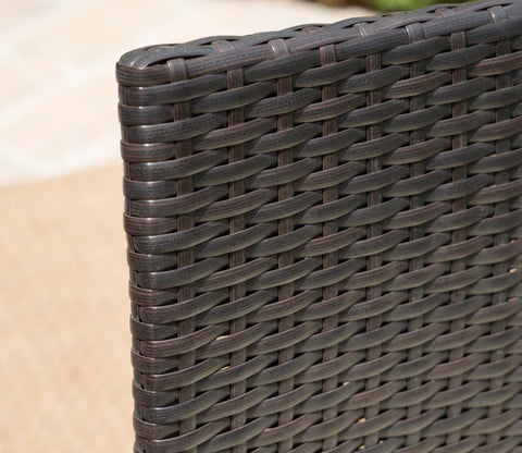 Dark Brown Rattan And Wicker Dinning Patio Set With Cream Cushions