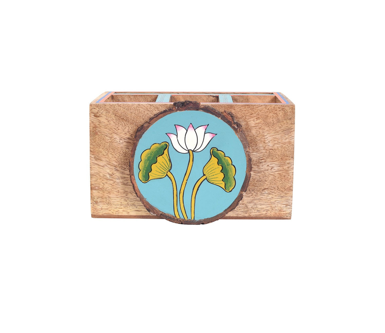 Beautiful Pichhwai Iteeha Mango Wood Cutlery Storage Box