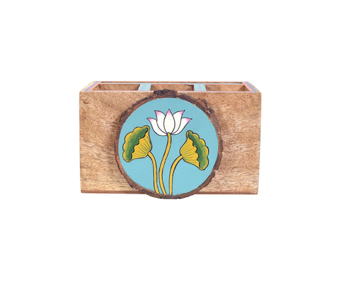 Beautiful Pichhwai Iteeha Mango Wood Cutlery Storage Box