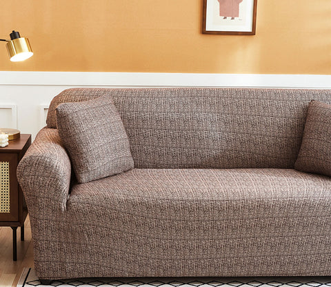 Hester Classic Textured Solid Colored Polyester Spandex 1 Seater Sofa Cover (Maroon)
