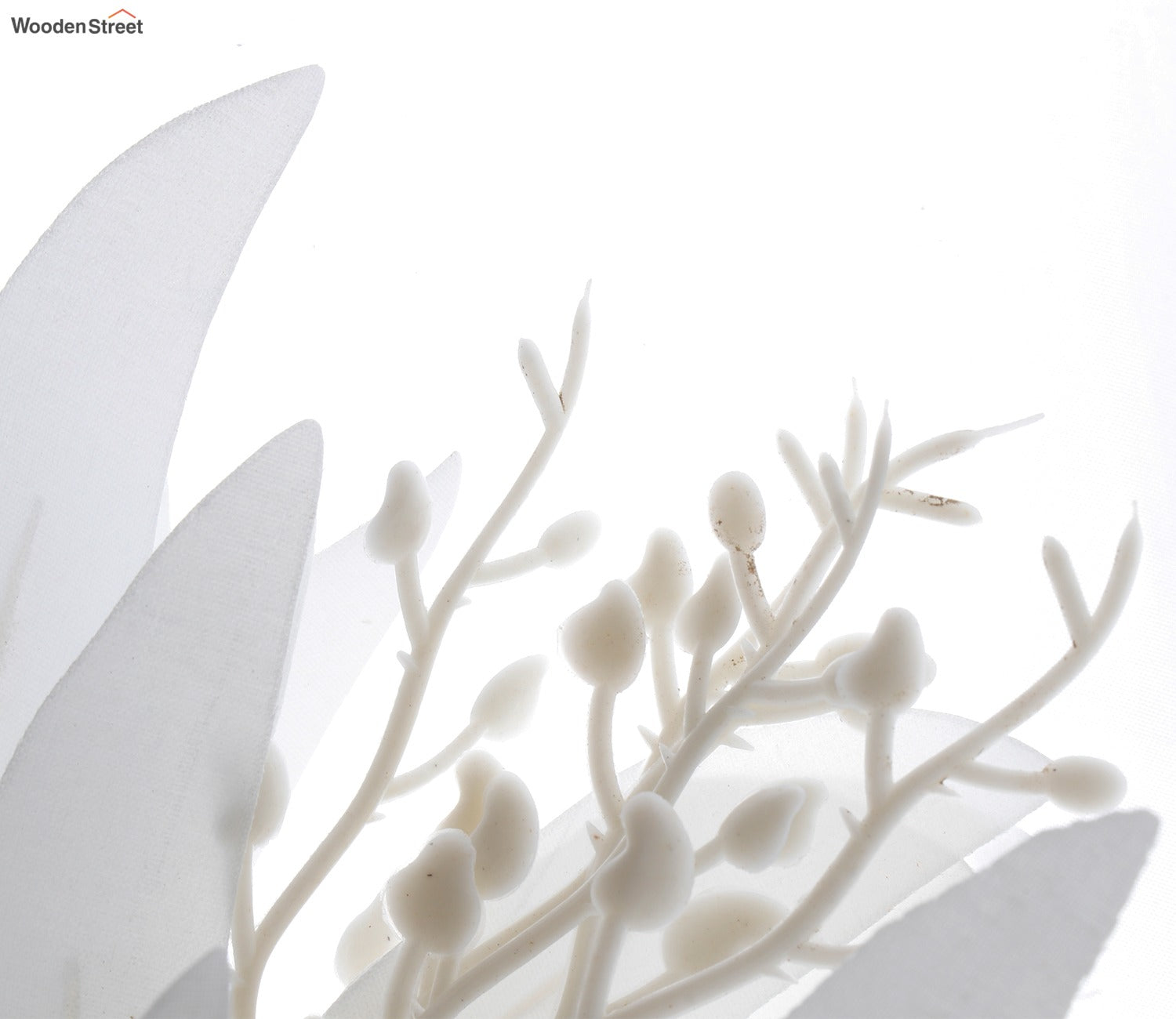 Wholesome Feathers Artificial Plant Plastic Iron Leaf- Set Of 3 (White)
