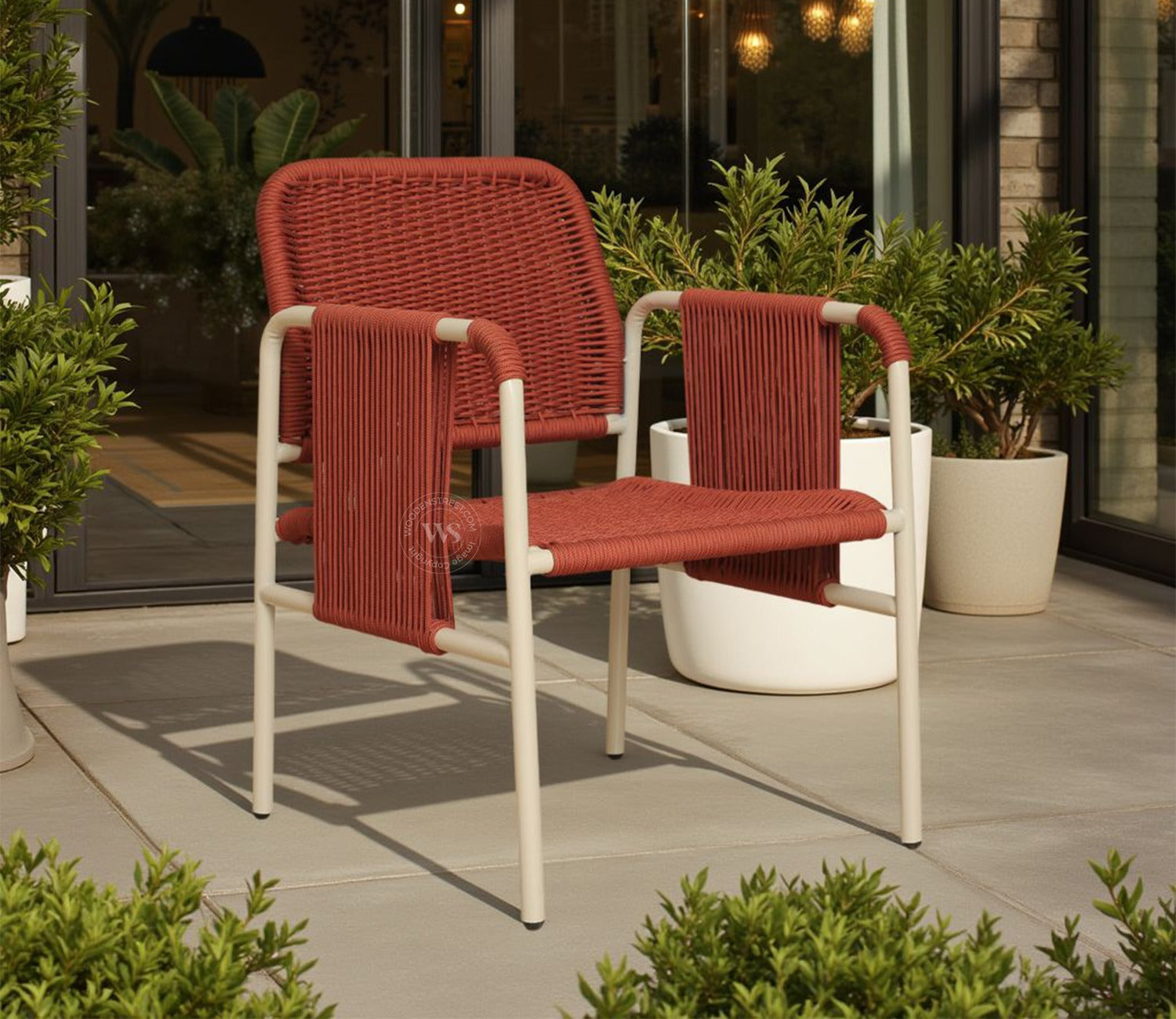 Corsica Rope Outdoor Garden Chairs- Set of 2 (Brick Red)