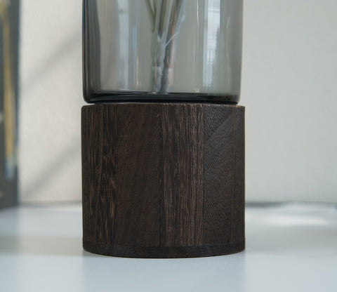 Delicate Husk Glass Vase With Wooden Base