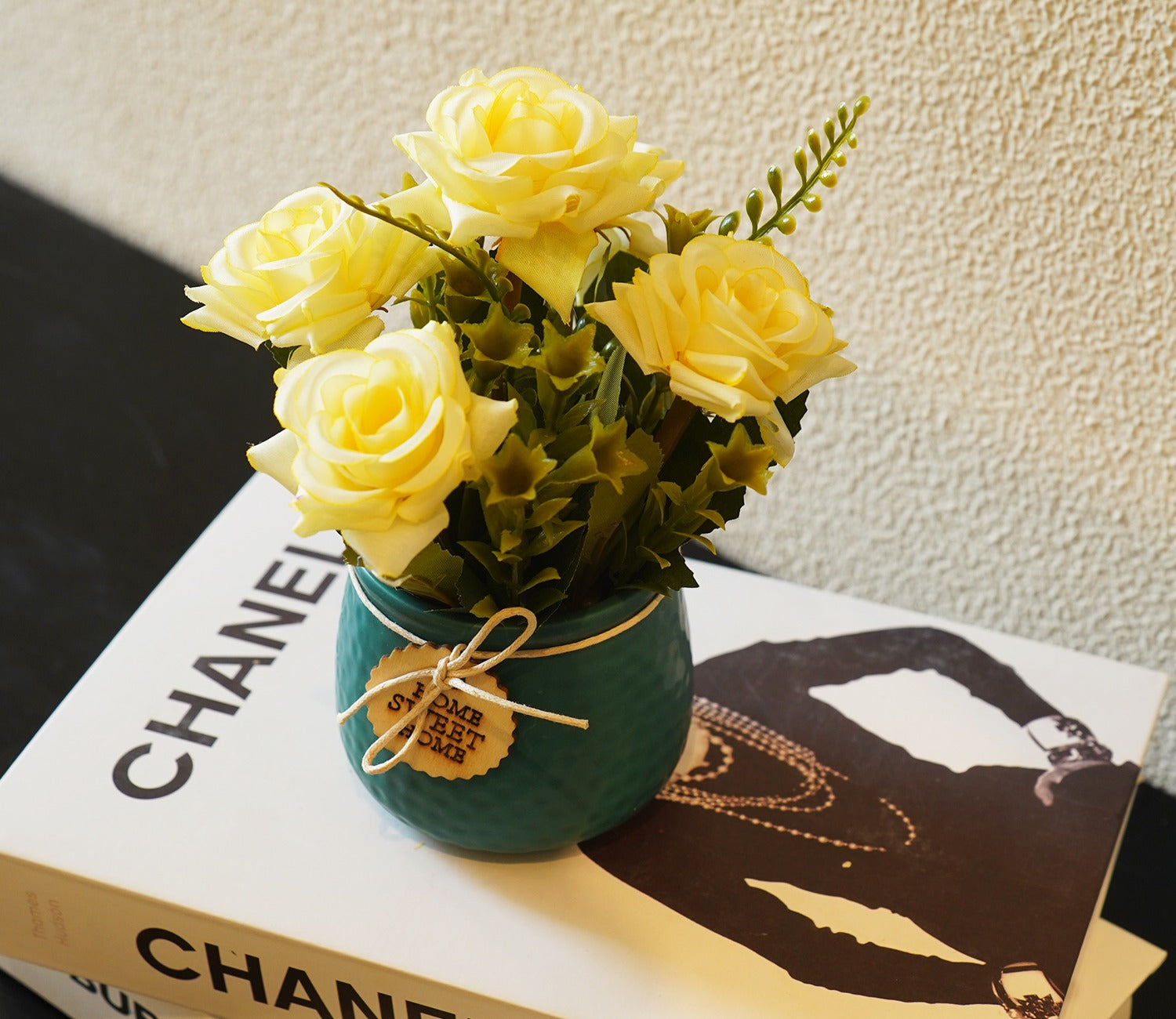 Artificial Flower With Ceramic Pot (Green)
