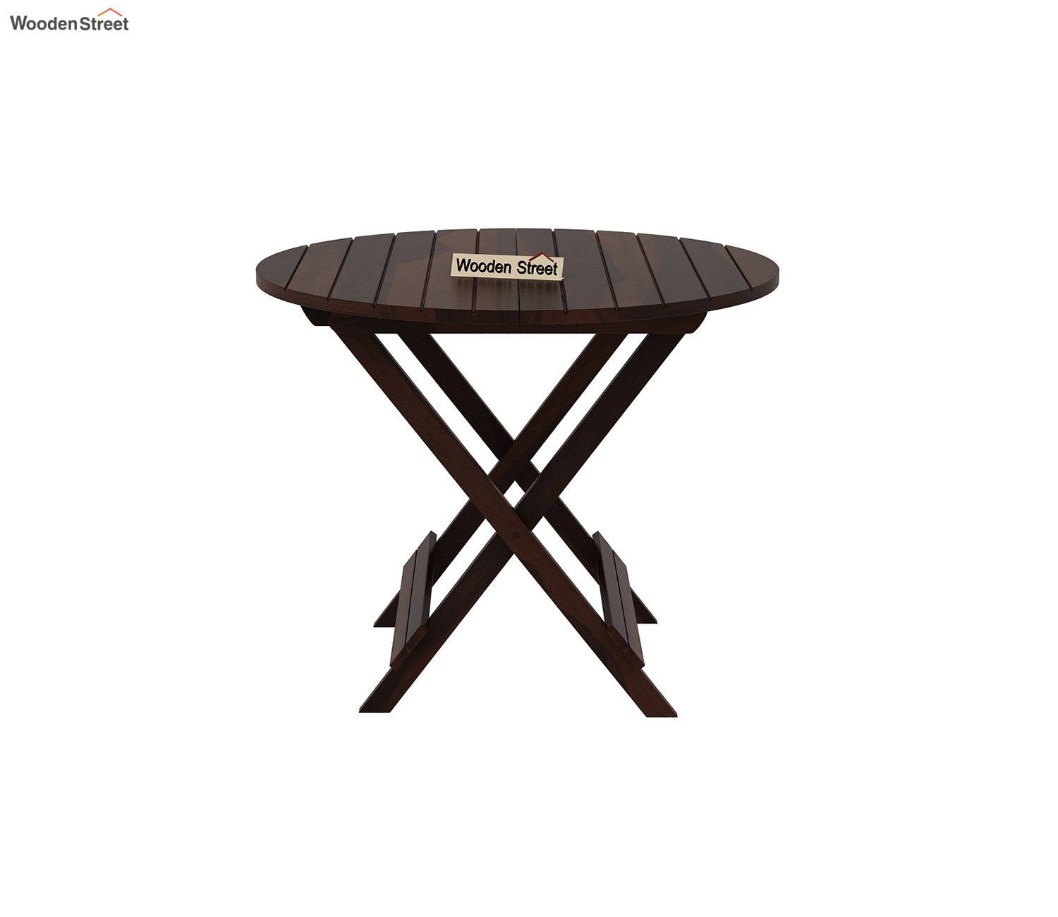 Hanton Folding Chair And Round Table (Walnut Finish)