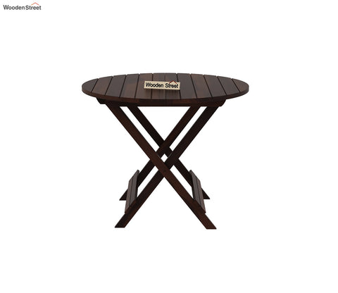 Hanton Folding Chair And Round Table (Walnut Finish)