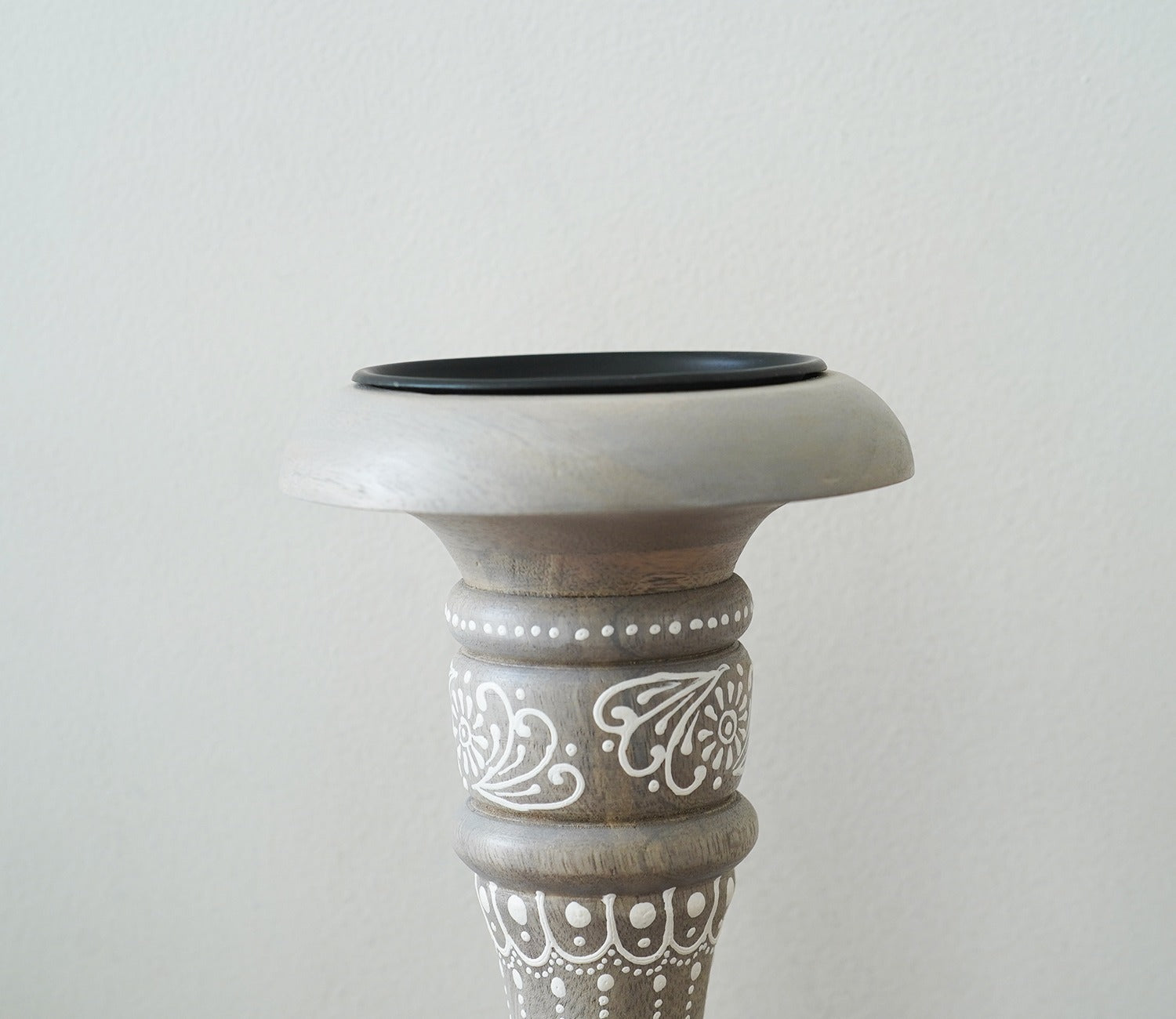 Ira Traditional Designer Hand Painted Wooden Pillar Candle Stand
