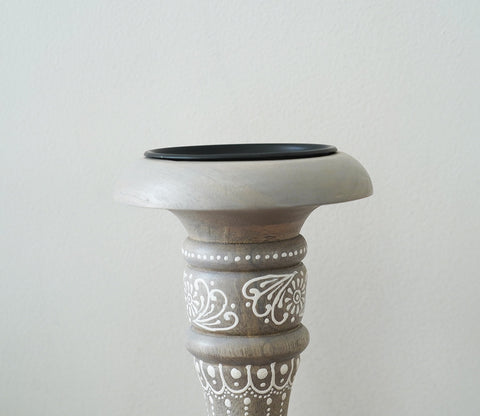 Ira Traditional Designer Hand Painted Wooden Pillar Candle Stand
