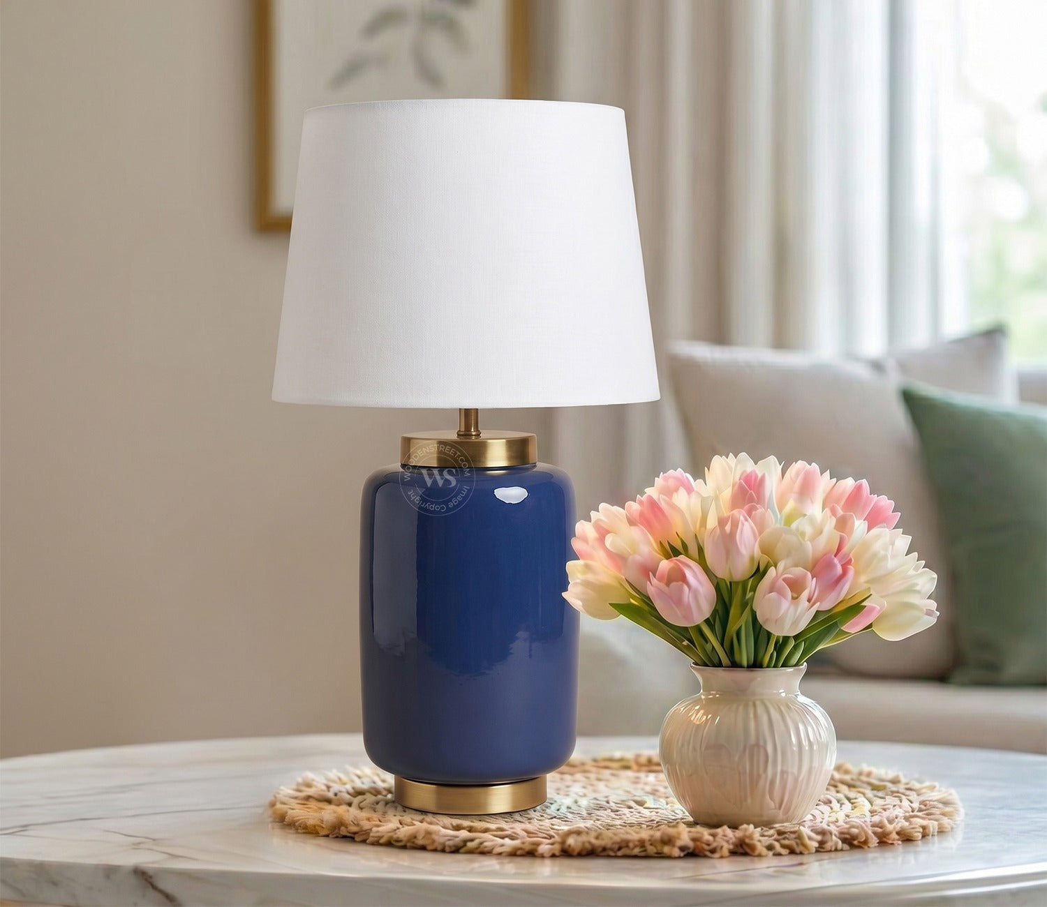 Ceres Metal Blue Table Lamp