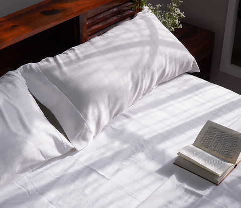 Vegan Dobby Organic Bamboo King Size Bed Sheet with 2 Pillowcases (Ivory)