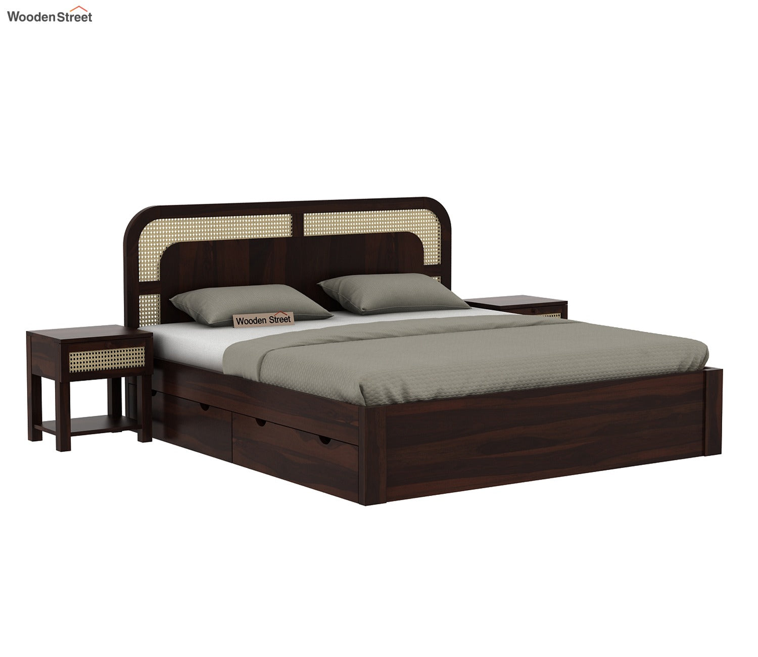 Emalyn Bed With Storage (Queen Size, Walnut Finish)