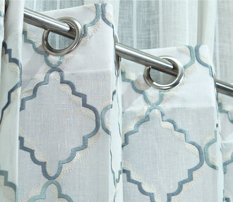 Cobalt Chain 1 Piece Sheer Curtain (Blue, 7 Feet)