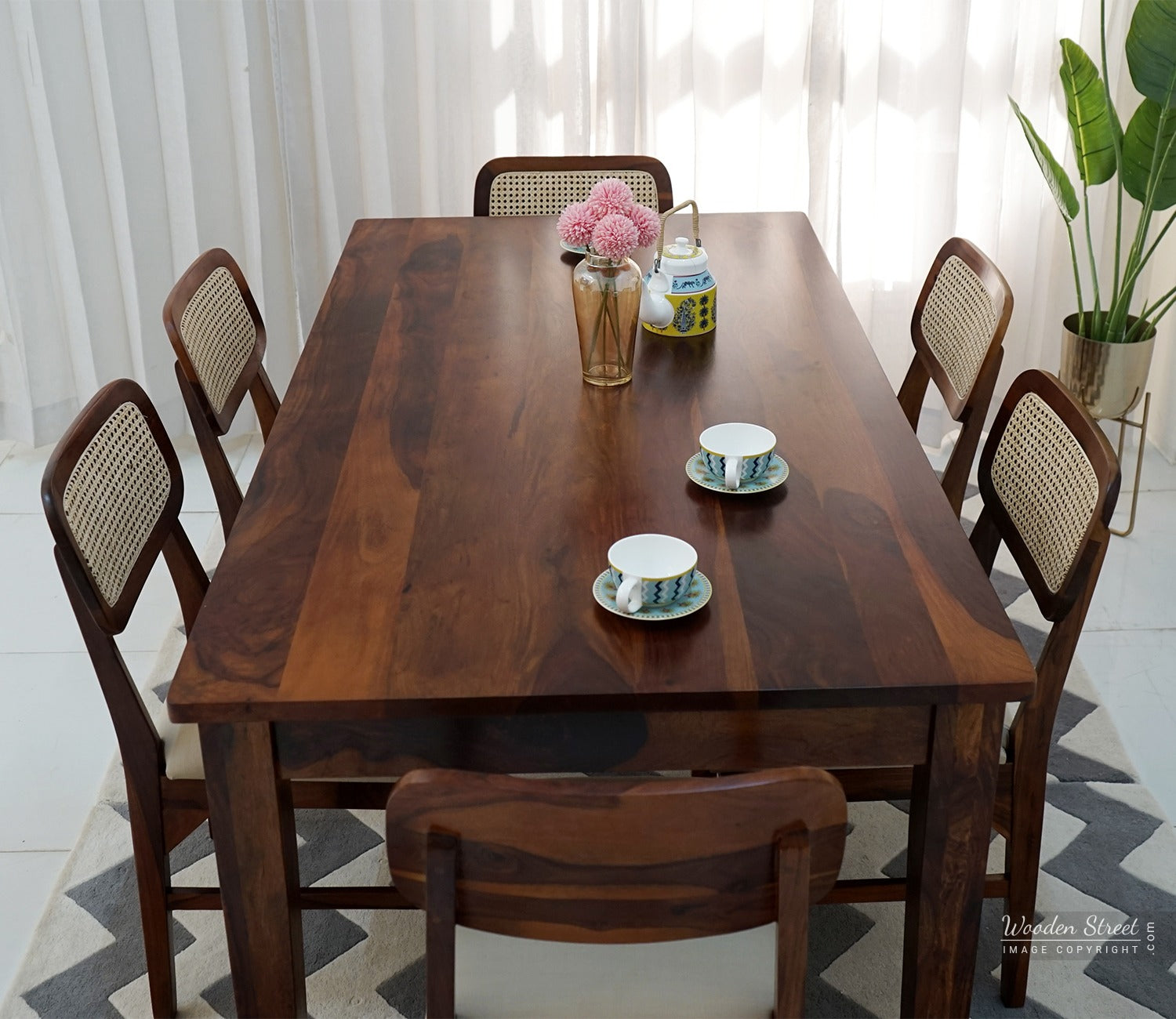Mcbeth - Trois 6 Seater Dining Set (Honey Finish)