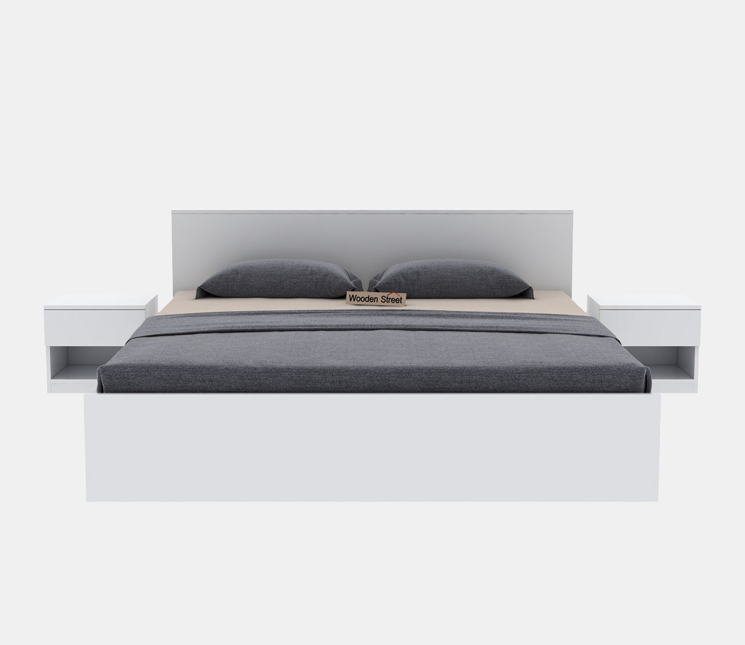 Clemency Bed without Storage (King Size, Frosty White Finish)