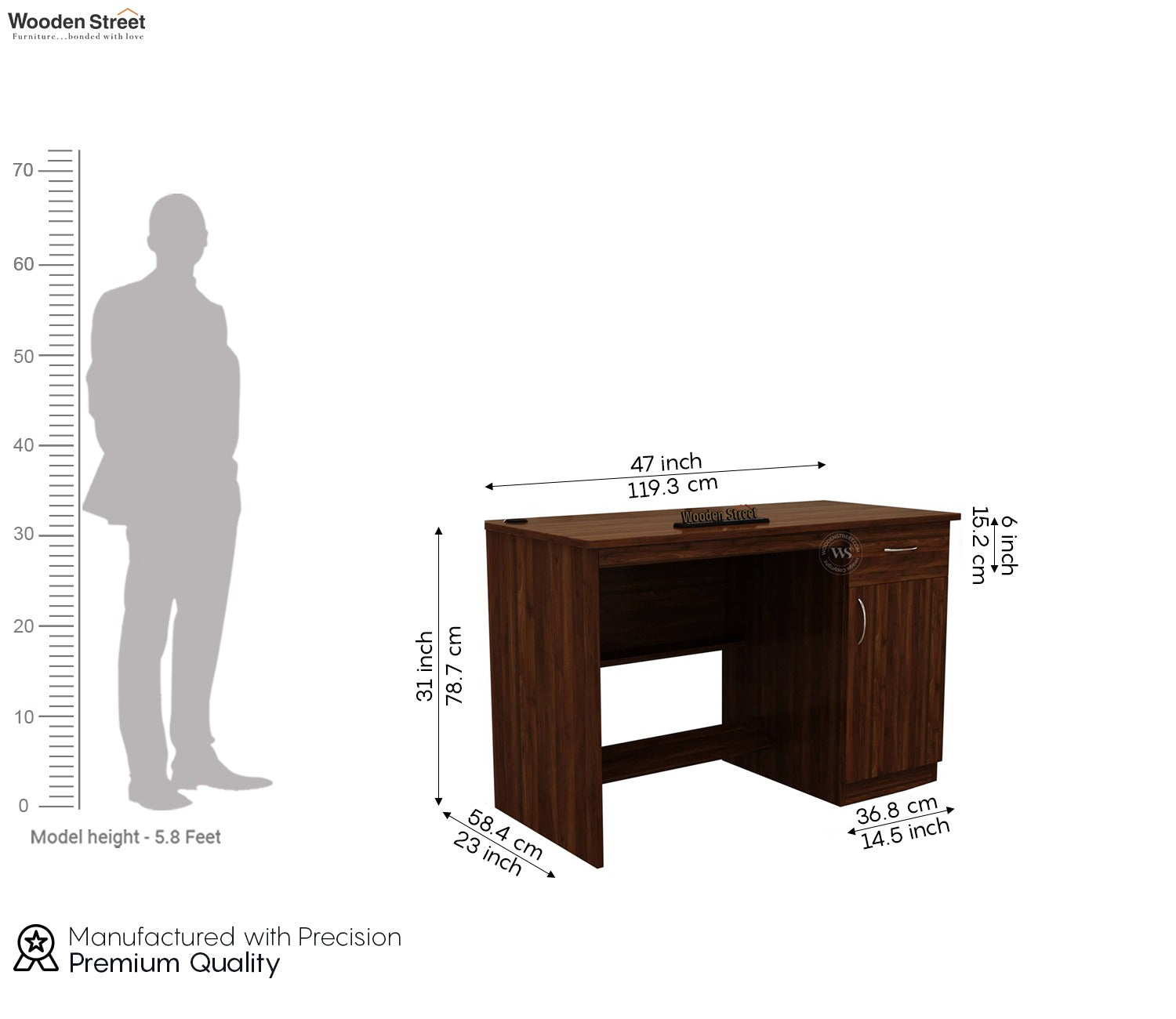 Ignite Premium Engineered Wood Study Table With Multiple Storage Space (Columbian Walnut Finish)