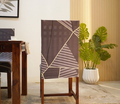 Cason Elastic Abstract Printed Polyester Spandex Dining Chair Cover Set Of 1 (Grey)