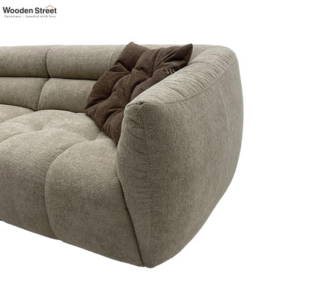Skava Modern Bubble Tufted Fabric 3 Seater Sofa (Light Beige)