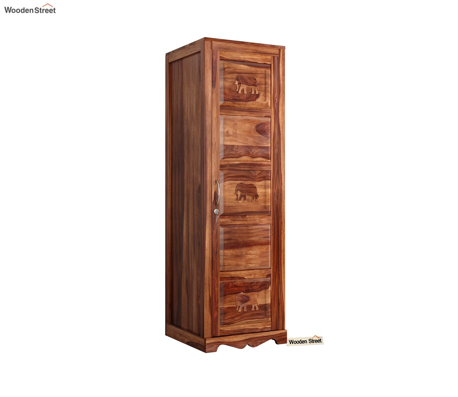 Emboss 1 Door Multi Utility Wardrobe (Honey Finish)