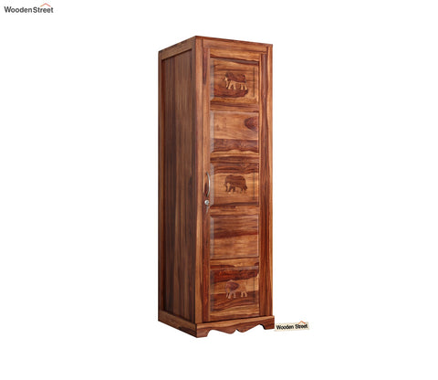 Emboss 1 Door Multi Utility Wardrobe (Honey Finish)