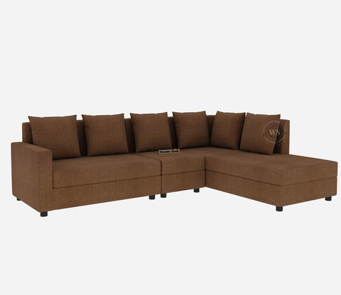 Sible 6 Seater Right Aligned Fabric  L Shape Sofa (Cotton, Mocha Brown)