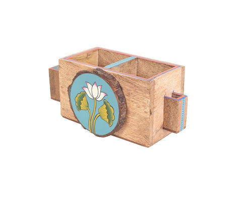 Pichhwai Iteeha Mango Wood Cutlery Holder Box