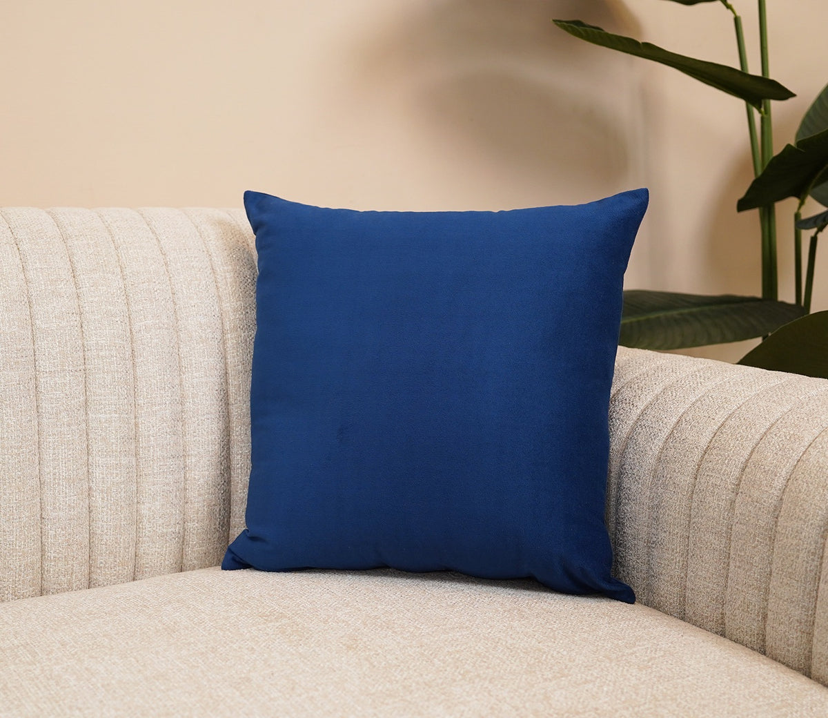 Cupid Velvet Cushion Cover - Pack of 1 (16 x 16 Inch, Indigo Blue)
