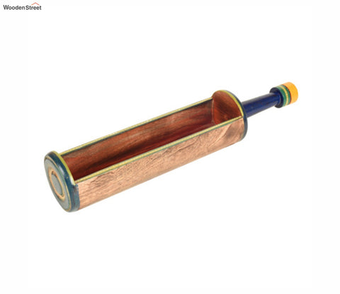 Midnight Blue Colour Wooden Snack Server In Exotic Tabular Shape With Stylish Metal Handle