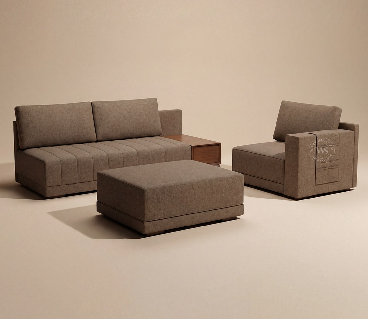 Oasis L-Shape Right Aligned Sectional Sofa (Sand Brown)