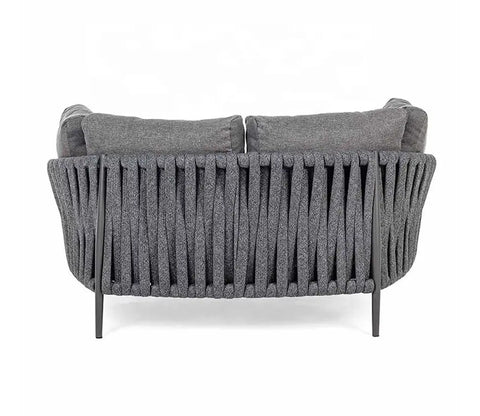 Grey Rope Round Daybed With Grey Cushions
