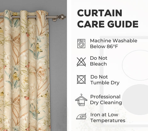 Butterfly 1 Piece Light-Filtering Curtain (Orange, 7 Feet)