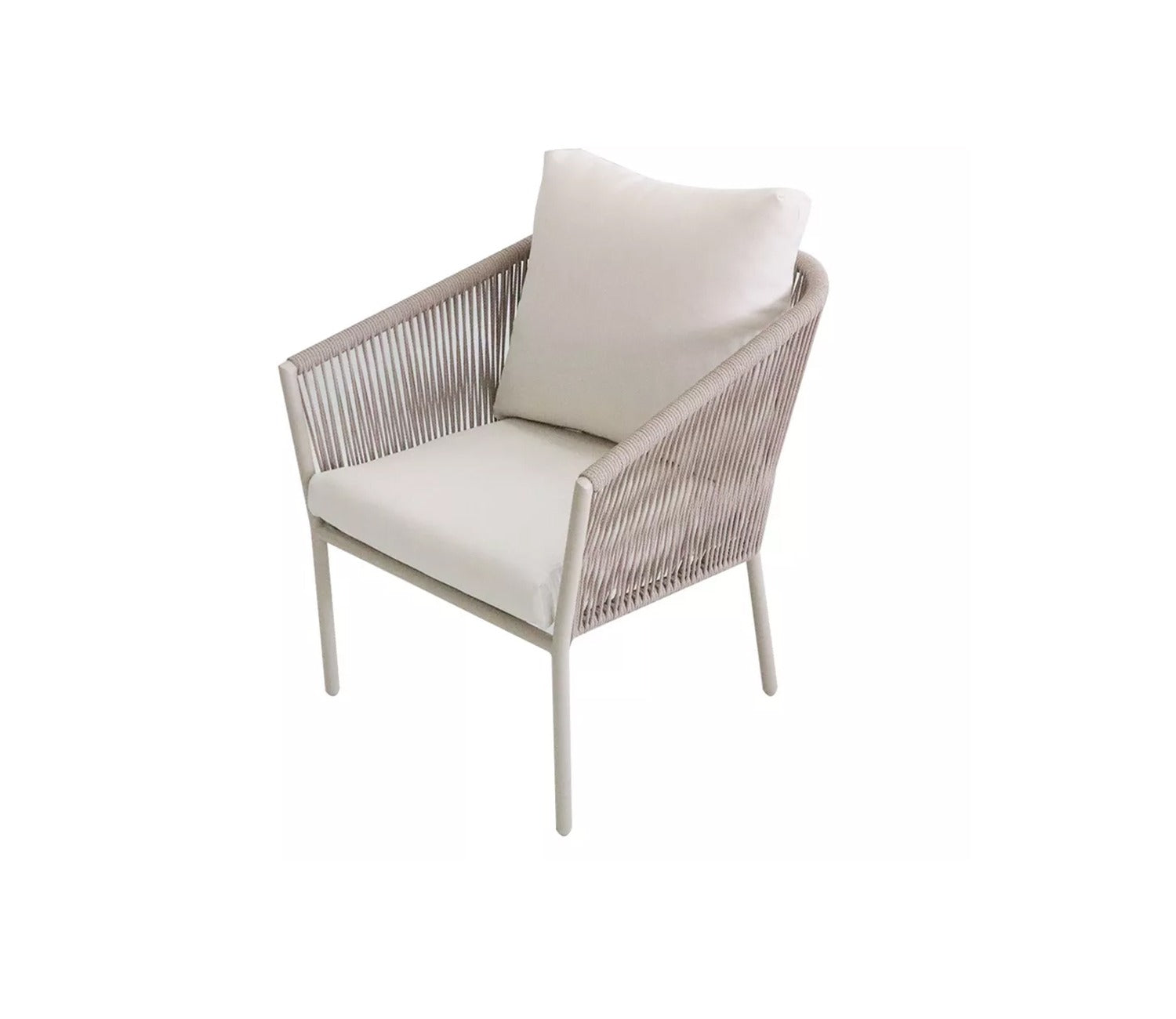 White Rope 4 Seater Sofa Set With Table And White Cushions Color