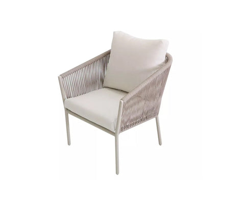White Rope 4 Seater Sofa Set With Table And White Cushions Color