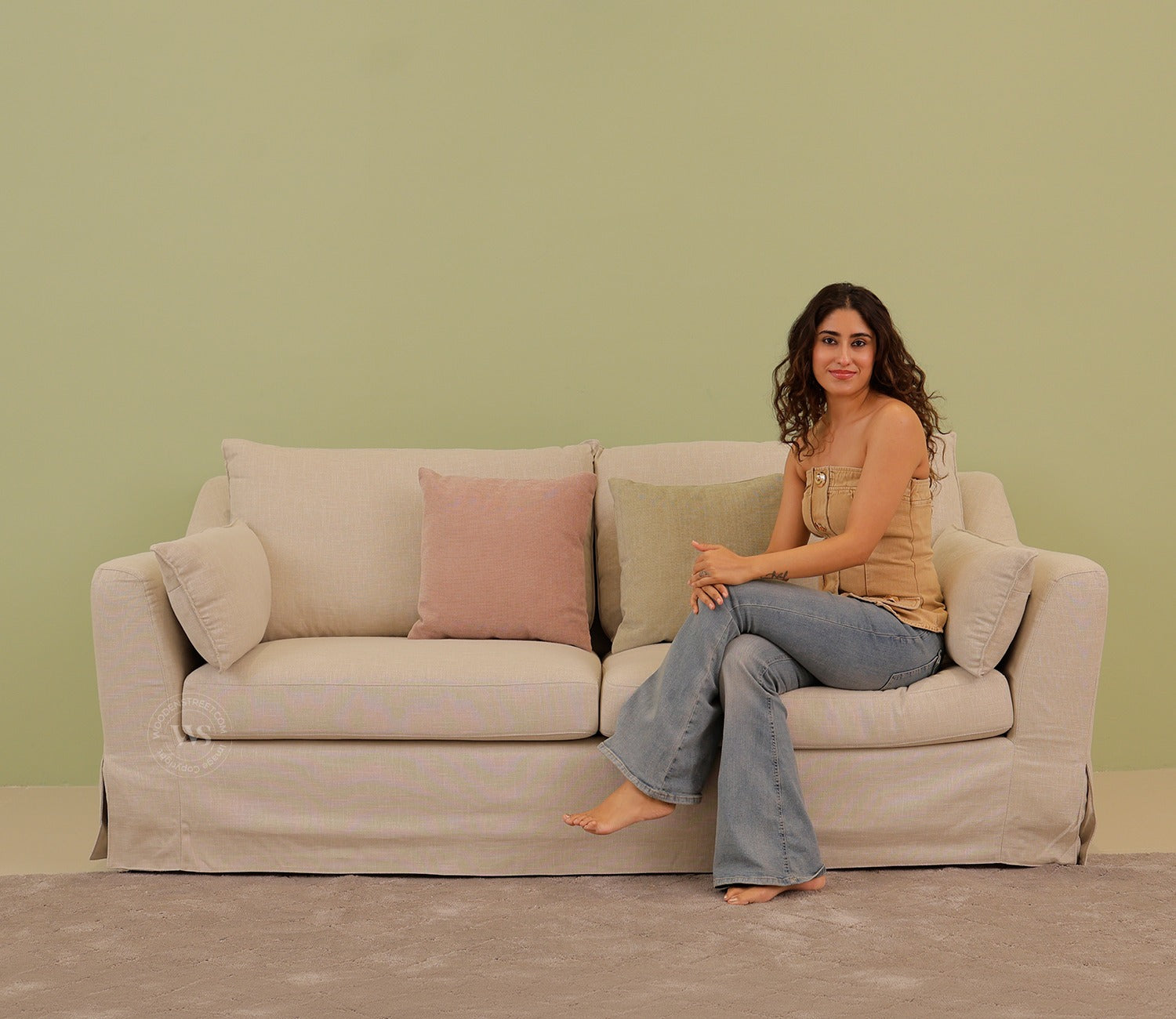 Yana 3 Seater Fabric Sofa (Beach Cream)