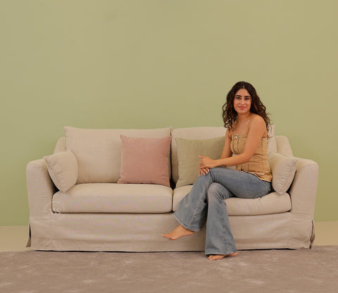 Yana 3 Seater Fabric Sofa (Beach Cream)